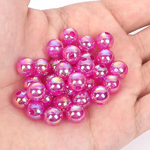 50/100/500PCS 15 Farben Transparente Acryl ABS Perlen Perle Runde Lose Perlen für Schmuckherstellung DIY Armbänder Zubehör 4-12MM-Fuchsia,12mm-über 50pcs von YOENYSDFLI