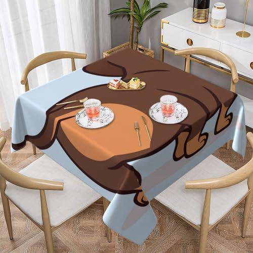 Niedlicher Dackelhund, quadratische Tischdecke, 55 x 55 Zoll, wasserdichte, staubdichte Tischdecke Niedlicher Dackelhund, quadratische Tischdecke, 55 x 55 Zoll, wasserdichte, staubdichte Tischdecke von YOFIEN