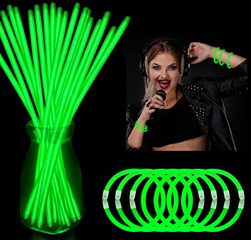 YOFOBU Grüne Leuchtstäbe, Bulk-Leuchtarmband, leuchtende Halsketten mit Verbindungsstücken, 50 Stück, 20,3 cm, Neon-Partyzubehör für Hawii, Karneval, Halloween, Weihnachten, Hochzeit, Geburtstag von YOFOBU