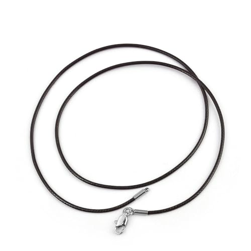 1,5/2/3 mm Lederband, Schwarze Halskette mit Karabinerverschluss aus Edelstahl, rundes gewachstes Seil für Männer und Frauen, Halskette-Braun-1,5 mm-50 cm von YOGAES