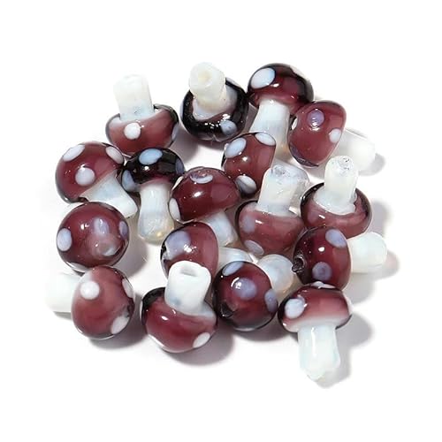 10 Stück/Los 14–20 mm süße Lampwork-Glaspilzperlen, bunte handgefertigte lose Perlen zum Selbermachen, Basteln, Ornamentherstellung, Finden von Zubehör-Lila-14 x 10 mm, 10 Stück von YOGAES