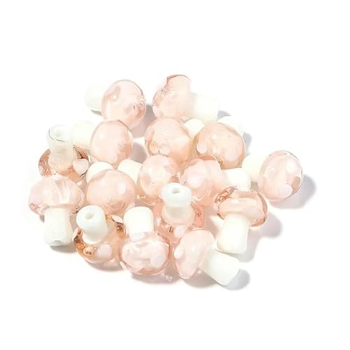 10 Stück/Los 14–20 mm süße Lampwork-Glaspilzperlen, bunte handgefertigte lose Perlen zum Selbermachen, Basteln, Ornamentherstellung, Finden von Zubehör-Rosa-14 x 10 mm, 10 Stück von YOGAES