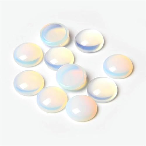 10 Stück/Los 4 6 8 10 12 14,0 mm Stein-Cabochons Naturstein Tigerauge Cabochon Perlen Runde glatte Edelsteine Cabochon zur Schmuckherstellung-17 Opal-8 mm von YOGAES