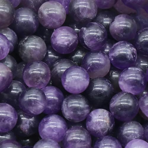 10 Stück 10 mm Naturstein-Achat-Kristall, runde Perlen, Reiki-Energie, porenfreie Mini-Quarzkugel, Heimdekoration, DIY-Schmuckhandwerk, Amethyst von YOGAES