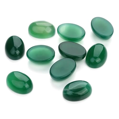 10 Stück 10x14/13x18/18x25mm Natursteinperle ovale grüne Jadeperle Cabochon-Kamee-Einstellung für DIY-Schmuckherstellungszubehör-10 Stück-10x14,0 mm von YOGAES