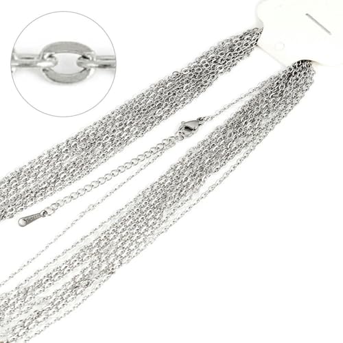 10 Stück Edelstahlkette Gold Silber Farbe Gliederkette DIY Ketten Halsketten zur DIY Schmuckherstellung Mode Halsbänder Zubehör-A0174 von YOGAES