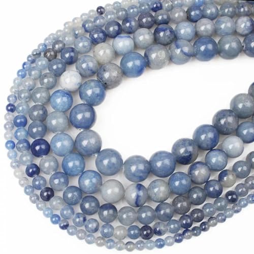 100% Naturstein zur Schmuckherstellung, Achatkristall, Amethyst, Lava, Tigerauge, Lapislazuli, weißer Rhodonit, runde lose Perle, DIY-Blau – 6 mm von YOGAES