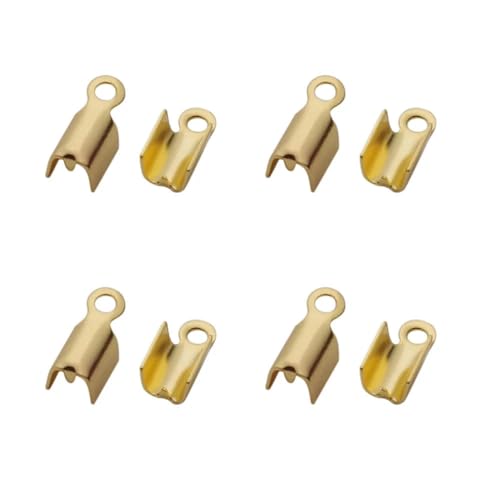 100 Stück/Los Edelstahl-Endkappen für Kordeln, Bänder, Lederclips, Quetschperlen, Verbinder für die Schmuckherstellung zum Selbermachen, Gold, 7 x 2,5 mm von YOGAES