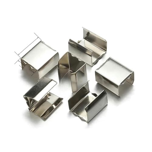 100 Stück Metallschnur-Crimp-Clips, Schnur-Leder-Seil-Verschluss, Falt-Clips, Armband-Zubehör, DIY-Schmuckherstellung, Großhandel, 6 x 10 mm von YOGAES