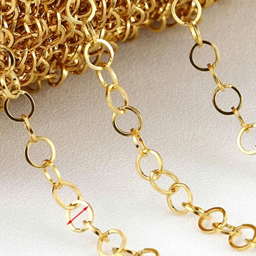 2 Meter 1 Meter Edelstahl Blatt Stern Gliederkette Baumeln Charm Anhänger Ketten für Halskette Armband Schmuckherstellung DIY-Kreis-Goldfarbe-1 Meter von YOGAES