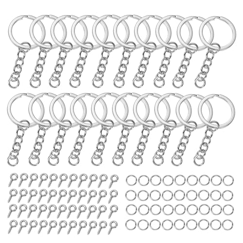 20–320 Stück Schlüsselanhänger, offene Biegeringe, Schraubösenstifte, Schmuckherstellung, Zubehör-Kits für DIY-Epoxidharz, Schlüsselanhänger, Anhänger, Ohrringe, 320 Stück, Weiß K von YOGAES