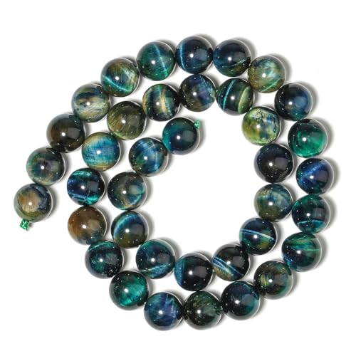 4/6/8/10 mm blaue Perlen aus Naturstein, Lapislazuli, Apatit, Tigerauge, Türkis, runde Abstandsperlen zur Schmuckherstellung, DIY-Armbänder – Galaxie-Tigerauge – 6 mm (ca. 61 St von YOGAES