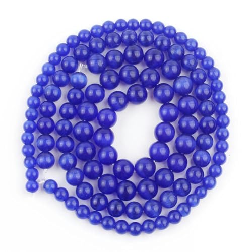 4/6/8/10 mm blaue Perlen aus Naturstein, Lapislazuli, Apatit, Tigerauge, Türkis, runde Abstandsperlen zur Schmuckherstellung, DIY-Armbänder – dunkelblaues Katzenauge – 4,0 mm (c von YOGAES