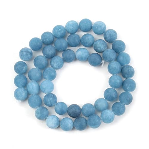 4/6/8/10 mm blaue Perlen aus Naturstein, Lapislazuli, Apatit, Tigerauge, Türkis, runde Abstandsperlen zur Schmuckherstellung, DIY-Armbänder – matte blaue Jade – 8 mm (ca. 46 Stü von YOGAES