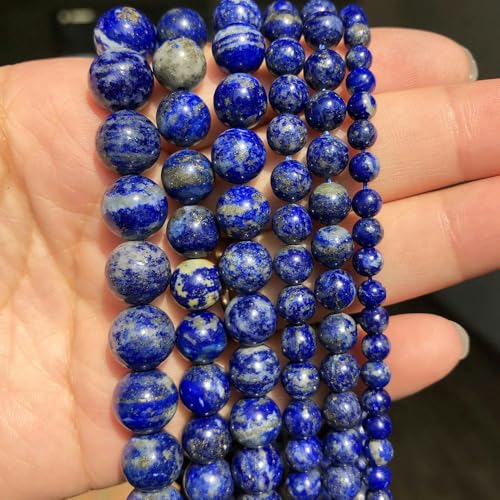 4/6/8/10 mm blauer Naturstein Lapislazuli Apatit Tigerauge Türkis Perlen Runde Abstandsperlen zur Schmuckherstellung DIY-Armbänder-AAA Lapislazuli-4,0 mm (ca. 91 Stück) von YOGAES