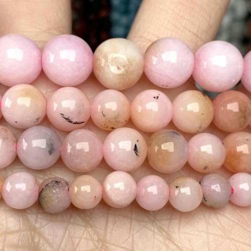 4–10 mm Natursteinperlen, Türkis, Achate, Tigerauge, Lava, runde Abstandsperlen zur Schmuckherstellung, DIY-Armbandzubehör, rosa Opal, Chalcedon, 10 mm, ca. 37 Stück von YOGAES