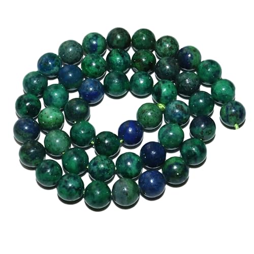 4 6 8 10 mm natürliche schwarze Lava-Tigerauge-Achat-Jade-Massenperlen aus losem Stein zum Selbermachen von Armbändern und Halsketten, Schmuckmaterial – Chrysokoll-Azurit – 8 mm, 45 Stück Perle von YOGAES