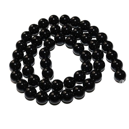 4 6 8 10 mm natürliche schwarze Lava-Tigerauge-Achat-Jade-Massenperlen aus losem Stein zum Selbermachen von Armbändern und Halsketten, Schmuckmaterial - Schwarzes Glas - 8 mm, 45 Stück Perlen von YOGAES