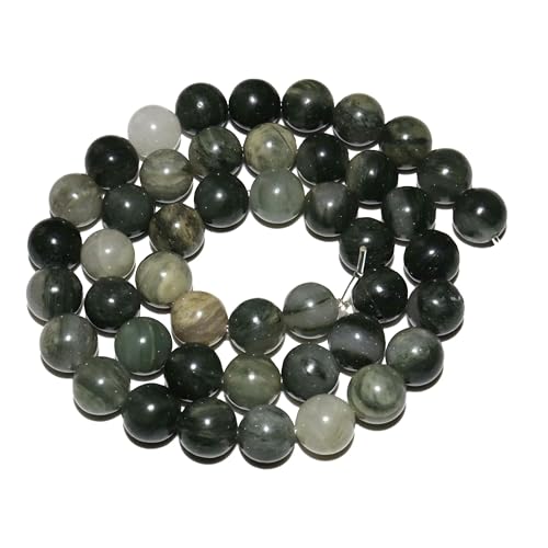 4 6 8 10 mm natürliche schwarze Lava-Tigerauge-Achat-Jade-Massenperlen aus losem Stein zum Selbermachen von Armbändern und Halsketten, Schmuckmaterial - grüner Haarstein - 6 mm, 60 Stück Perlen von YOGAES