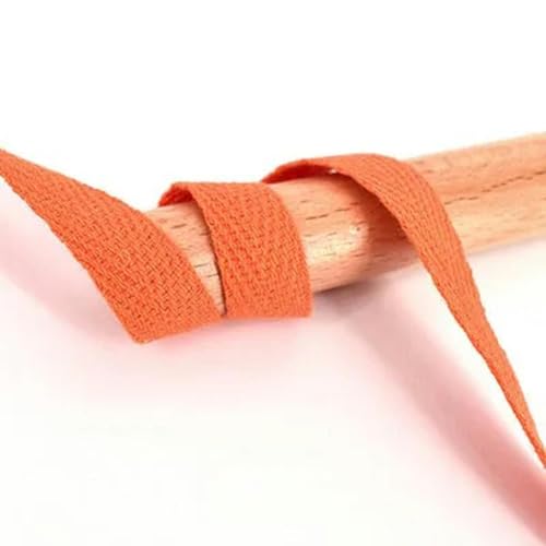 45,7 m Fischgrätenband, 100% Baumwollband, hochfestes Gürteltaschen-Etikettenband, Nähband, Schrägband, DIY-Bastelzubehör, Orange, 1,5 cm von YOGAES