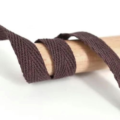 45,7 m Fischgrätenband, 100% Baumwollband, hochfestes Gürteltaschen-Etikettenband, Nähband, Schrägband, DIY-Bastelzubehör, braun, 1,5 cm von YOGAES