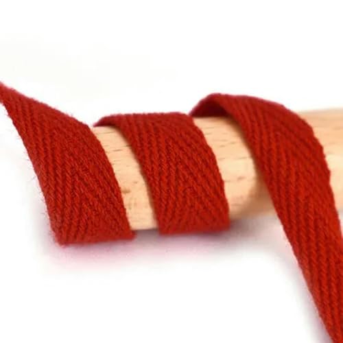 45,7 m Fischgrätenband, 100% Baumwollband, hochfestes Gürteltaschen-Etikettenband, Nähband, Schrägband, DIY-Bastelzubehör, rot, 1,5 cm von YOGAES