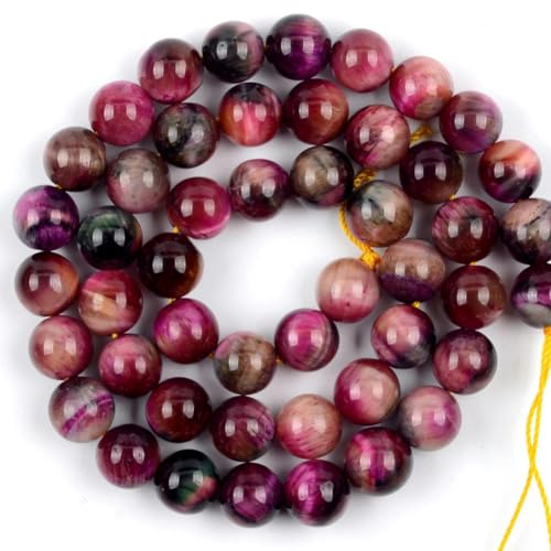 45 Arten Natursteinperlen, rosarotes Tigerauge, Fuchsia, Jade, Achat, Quarzperlen, Schmuckherstellung, Zubehör für DIY-Armbänder, rosarotes Tigerauge, 2–10 mm, 36–37 Stück von YOGAES