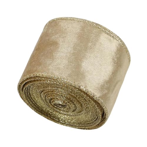 5/10 Yards, mehrfarbige Samtbänder, Beflockungsgurtband, Flock-Goldband zum Basteln, Nähen, Weihnachtsdekoration, 63,0 mm Breite, Khaki, 5 Yards von YOGAES