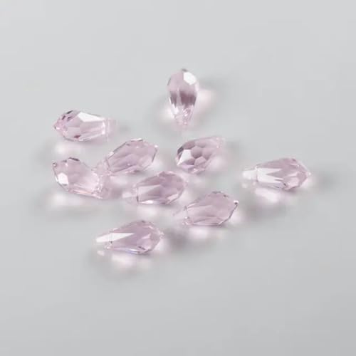 5,5 x 11 mm, 6,5 x 13,0 mm, facettierte Glasperle in Tropfenform, spitze Rückseite, mehrfarbige Lochkristallperle zur Schmuckherstellung, Großhandelsrosa, 6,5 x 13,0 mm, 72 Stück von YOGAES