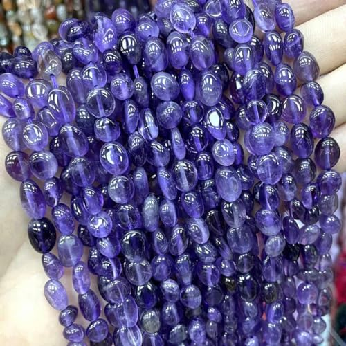 5–10 mm unregelmäßiger Naturstein, Morganit, Jade, Achate, Citrine, Quarzperle zur Schmuckherstellung, DIY-Armband, Ohrstecker-Amethyst-5–8 mm von YOGAES