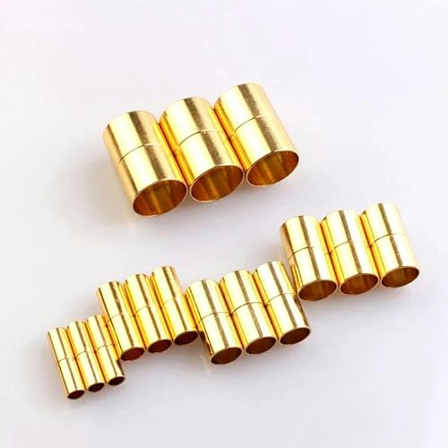 5 Sets Magnetverschlüsse 3 4 6 7 8 10 12 14 15 mm Lederband Armband Halskette Verbinder Endkappe für DIY Schmuckherstellung Zubehör-Gold-Innendurchmesser-015 mm x 5 Stück von YOGAES