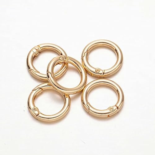 5 Stück O-Ring-Federverschlüsse, zu öffnen, runder Karabiner, Schlüsselanhänger, Ring, Verbinder, Taschenclips, Haken, Hundekettenschnallen, DIY-Schmuckherstellung, Gold, Außengröße 20 mm von YOGAES