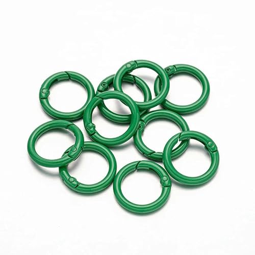 5 Stück O-Ring-Federverschlüsse, zu öffnen, runder Karabiner, Schlüsselanhänger, Ring, Verbinder, Taschenclips, Haken, Hundekettenschnallen, DIY-Schmuckherstellung, Grün, Außengröße 20 mm von YOGAES