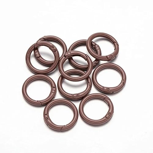 5 Stück O-Ring-Federverschlüsse, zu öffnen, runder Karabiner, Schlüsselanhänger, Ring, Verbinder, Taschenclips, Haken, Hundekettenschnallen, DIY-Schmuckherstellung, Kaffeebraun, Außengröße 20 mm von YOGAES