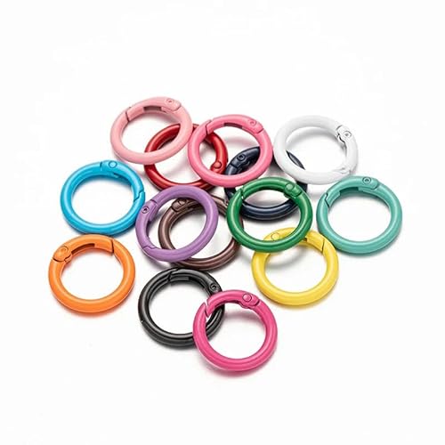 5 Stück O-Ring-Federverschlüsse, zu öffnen, runder Karabiner, Schlüsselanhänger, Ring, Verbinder, Taschenclips, Haken, Hundekettenschnallen, DIY-Schmuckherstellung, Mix, Außengröße 20 mm von YOGAES