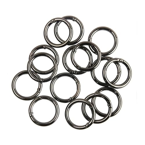 5 Stück O-Ring-Federverschlüsse, zu öffnen, runder Karabiner, Schlüsselanhänger, Ring, Verbinder, Taschenclips, Haken, Hundekettenschnallen, DIY-Schmuckherstellung, Pistolenschwarz, Außengröße 28 mm von YOGAES