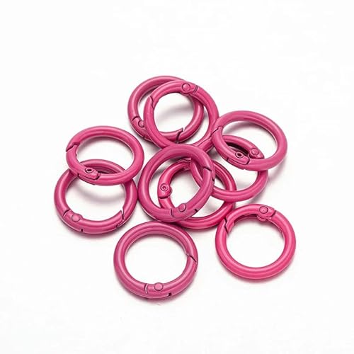 5 Stück O-Ring-Federverschlüsse, zu öffnen, runder Karabiner, Schlüsselanhänger, Ring, Verbinder, Taschenclips, Haken, Hundekettenschnallen, DIY-Schmuckherstellung, Rosarot, Außengröße 20 mm von YOGAES