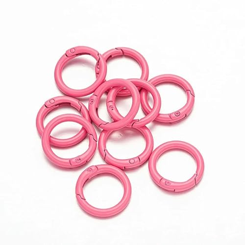 5 Stück O-Ring-Federverschlüsse, zu öffnen, runder Karabiner, Schlüsselanhänger, Ring, Verbinder, Taschenclips, Haken, Hundekettenschnallen, DIY-Schmuckherstellung, dunkelrosa, Außengröße 20 mm von YOGAES