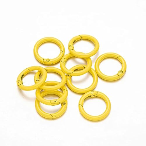 5 Stück O-Ring-Federverschlüsse, zu öffnen, runder Karabiner, Schlüsselanhänger, Ring, Verbinder, Taschenclips, Haken, Hundekettenschnallen, DIY-Schmuckherstellung, gelb, Außengröße 20 mm von YOGAES