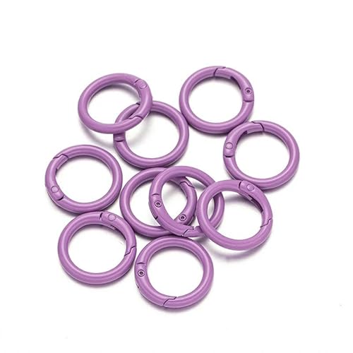 5 Stück O-Ring-Federverschlüsse, zu öffnen, runder Karabiner, Schlüsselanhänger, Ring, Verbinder, Taschenclips, Haken, Hundekettenschnallen, DIY-Schmuckherstellung, lila, Außengröße 20 mm von YOGAES