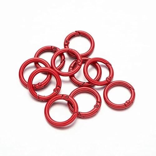 5 Stück O-Ring-Federverschlüsse, zu öffnen, runder Karabiner, Schlüsselanhänger, Ring, Verbinder, Taschenclips, Haken, Hundekettenschnallen, DIY-Schmuckherstellung, rot, Außengröße 20 mm von YOGAES