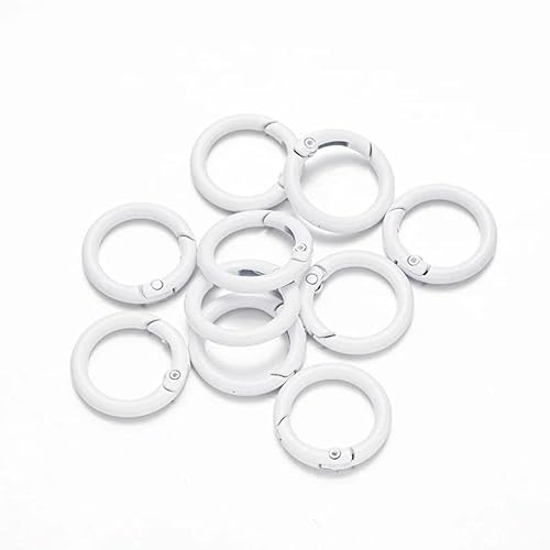 5 Stück O-Ring-Federverschlüsse, zu öffnen, runder Karabiner, Schlüsselanhänger, Ring, Verbinder, Taschenclips, Haken, Hundekettenschnallen, DIY-Schmuckherstellung, weiß, Außengröße 20 mm von YOGAES