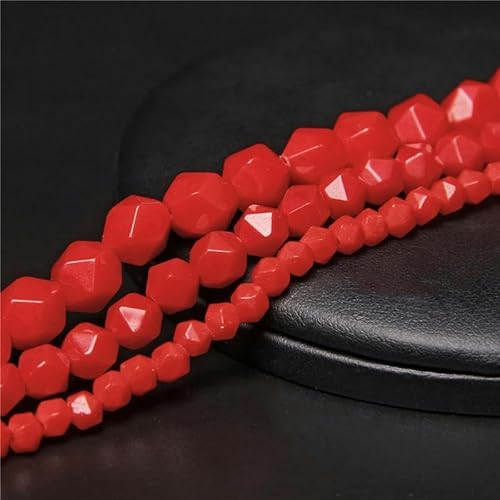 6 8 10 mm facettierte Natursteinperlen, Türkis, Tigerauge, Heilperlen, lose Abstandsperlen zur Schmuckherstellung, Halsketten, Armbänder – 31. Rotes Porzellan – 6 mm, ca. 30 Stüc von YOGAES