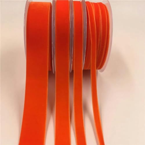 6 mm/9 mm/15 mm/25 mm, 5 Yards, einseitiges Samtband zum Verpacken handgefertigter Blumensträuße, Partydekoration, Weihnachten, unelastisch, Orange V020 – 25 mm x 5 Yards von YOGAES