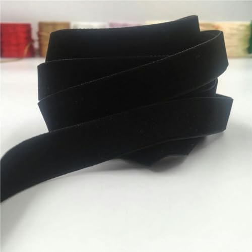 6 mm/9 mm/15 mm buntes einseitiges Samtband zum Verpacken handgefertigter Blumensträuße, für Heimpartys, Weihnachtsdekoration, unelastisch-V031 schwarz-9 mm x 5 Yards von YOGAES