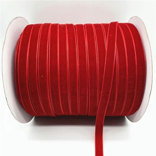 6 mm – 38 mm, 5 Yards, Samtband, handgefertigt, für Hochzeitsfeiern, Dekorationsband zum Verpacken von Geschenken, DIY-Haarschleifen, Nähen, Basteln, Rot, 6 mm von YOGAES