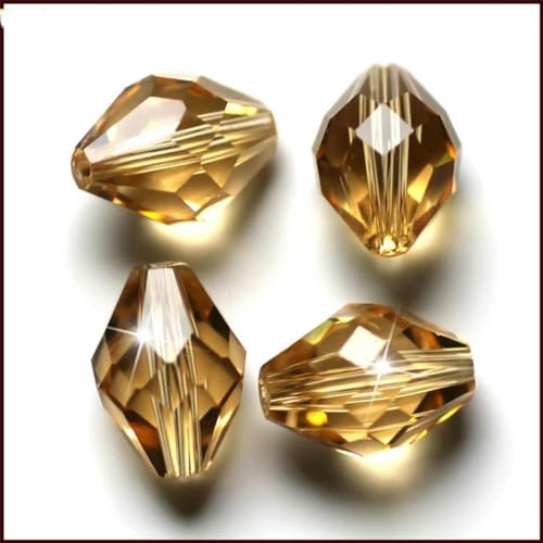 AAA 9 x 6 mm Kristallglasperlen, 50 Stück, klare Kristalle, facettierte Glasperlen, ovale Perlen, Bastelmaterialien für DIY-Modeschmuck, Gold-Champagner, 9 x 6 mm, 50 Stück von YOGAES