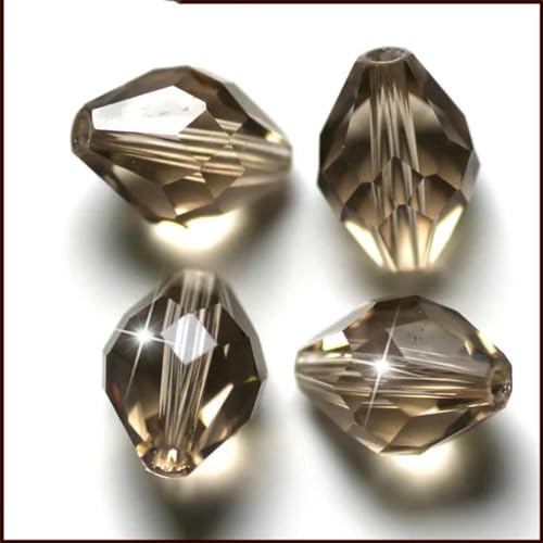 AAA 9 x 6 mm Kristallglasperlen, 50 Stück, klare Kristalle, facettierte Glasperlen, ovale Perlen, Bastelmaterialien für DIY-Modeschmuck, Silber-Champagner, 9 x 6 mm, 50 Stück von YOGAES