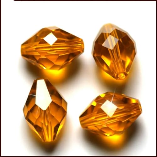 AAA 9 x 6 mm Kristallglasperlen, 50 Stück, klare Kristalle, facettierte Glasperlen, ovale Perlen, Bastelmaterialien für DIY-Modeschmuck, Topaz-9 x 6 mm, 50 Stück von YOGAES