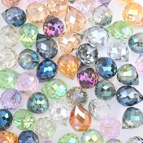 AB-farbige Kristall-Erdbeerperlen, 10 x 8 mm, glänzende facettierte Glasperlen zur Schmuckherstellung, DIY-Hochzeitskleid-Accessoires-H1421-10 x 8 mm, 20 Stück von YOGAES